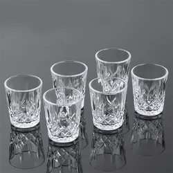 12pcs/8pcs/6pcs/4pcs/2pcs Embossed Glass 50ml Spirits Cups Engraved Tea Drinking Baijiu Cup Water Glass Small Capacity Wine Cup