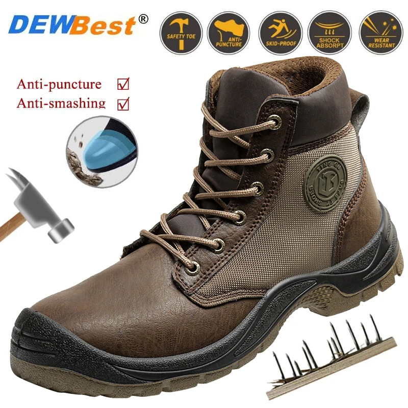 

Antistatic safety shoes men anti-smash anti-puncture high-top wear shoes steel-toe shoes anti-odor non-slip work shoes women