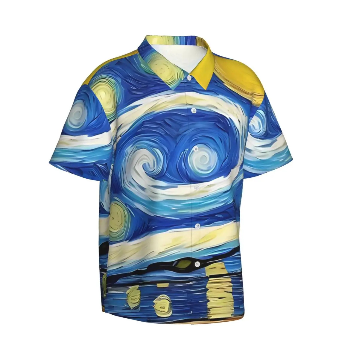 Van gogh noite estrelada camisa casual novidade camisas de verão masculino manga curta praia respirável gráfico blusas de grandes dimensões