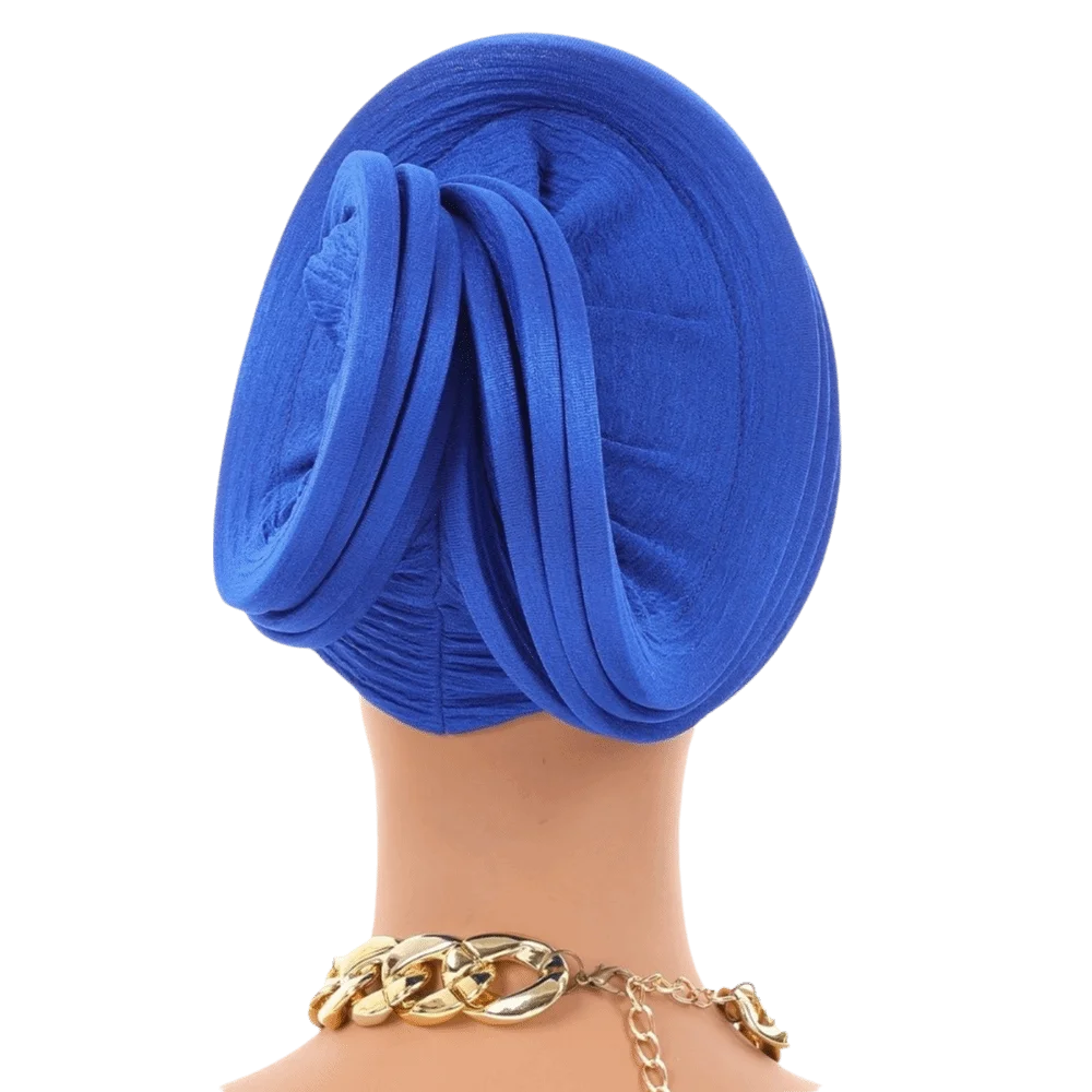 Shiny African Gele Headwrap Leaf Polyester Yoruba Turban Hat Gold Embellished Multiple Color Options Traditional Headpiece Women