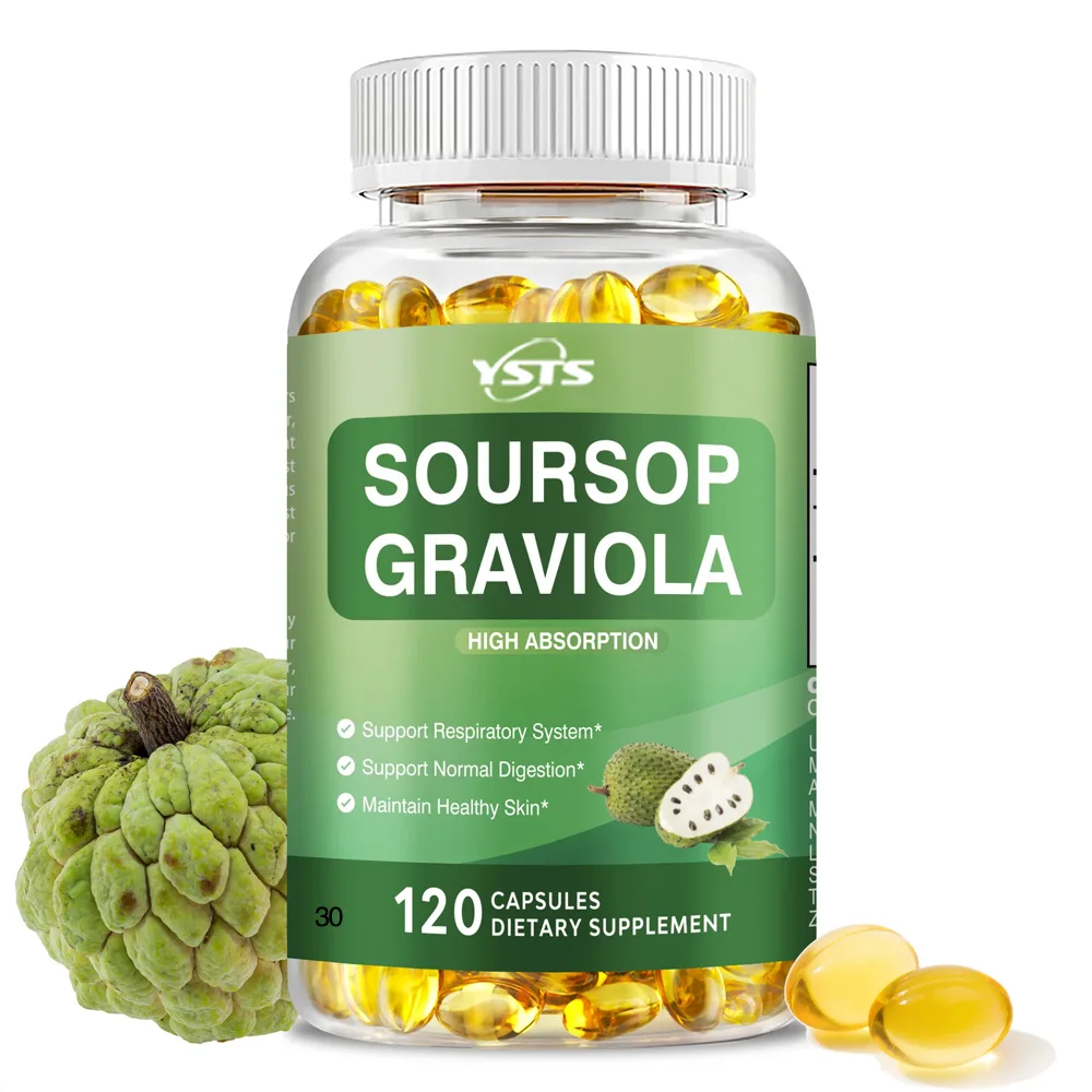 Soursop Graviola - Supports Healthy Cell Growth And Function, Improves Mood, Relieves Stress, Immune Support - 120 Capsules