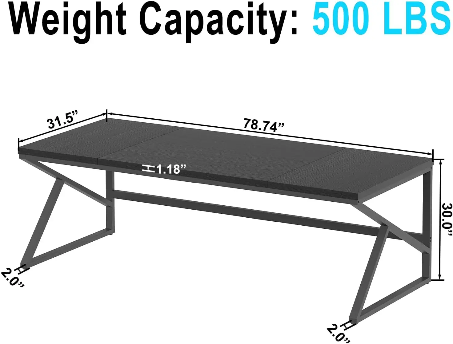 Hsh Extra Long Black Computer Desk, 78 Inch Large Home Office 2 Person Desk, Industrial Metal Wood Double Desk For Executive