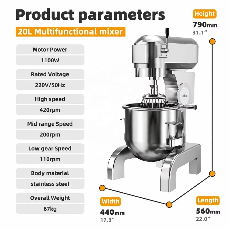 Food Professional Mixer 20 Litres 3 Speeds Stand  for Baking