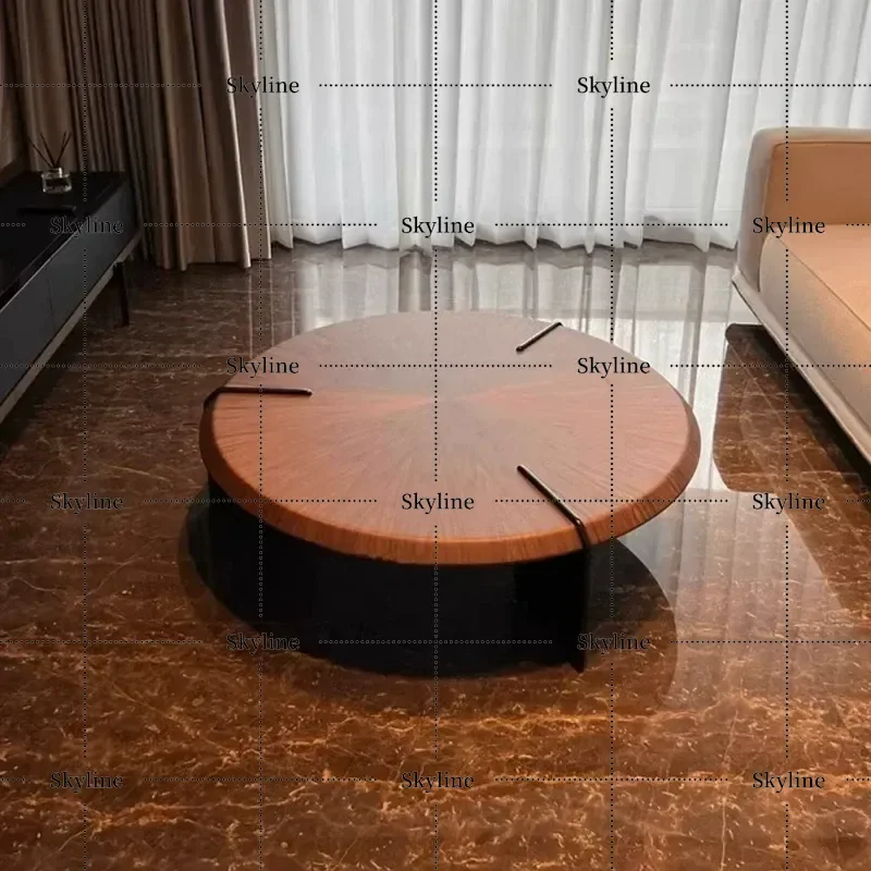 Round Coffee Table Italian Minimalist Walnut Color Modern Simple Small Apartment Medium Ancient Artistic Sense Combination