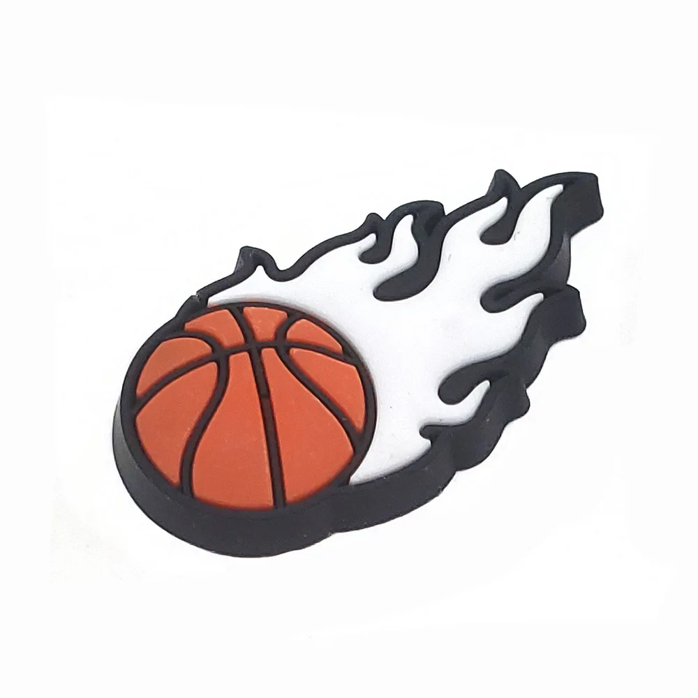 1pcs Basketball Shoe Charms Accessories PVC Cool Ball-game Star Jibz Wholesale Slippers Souvenir Decoration Kid X-mas Party Gift