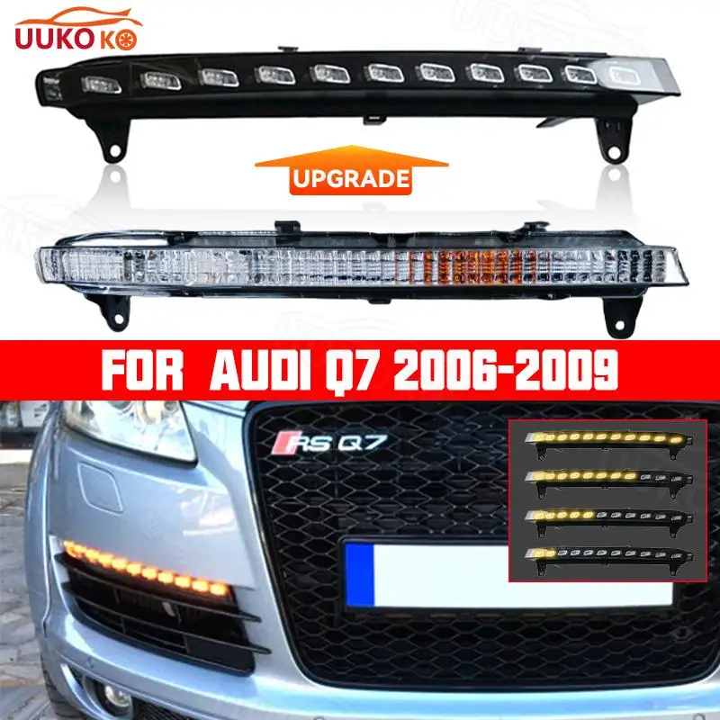 2 Stuks Voor Audi Q7 2006-2009 Led Drl Dagrijverlichting Daglicht Mistlamp Met Gele Richtingaanwijzer