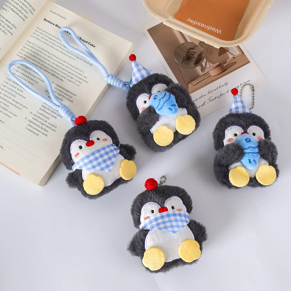 Soft Plush Penguin Charm Keychain, Cute Stuffed Bag Pendant with Hanging Loop, Lightweight Purse Decor Gift for Couples Friends