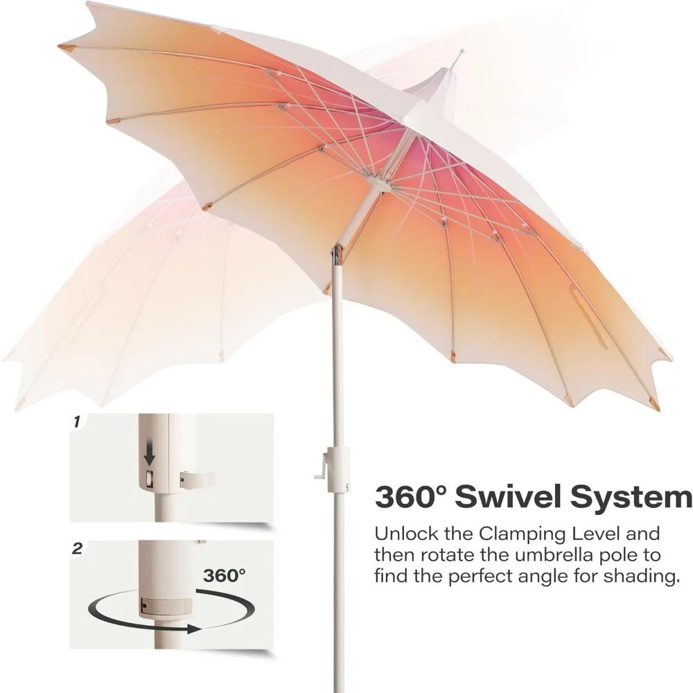 المنزل 9ft معبد مظلة فناء في الهواء الطلق شكل البتلة المظلة فناء الجدول مظلة بركة السوق مظلة مع 360 ° دوران #2