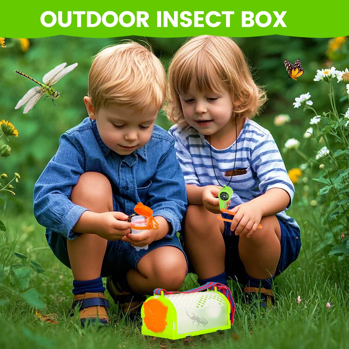 4Pcs Children Insect Trap Magnifying Glass Colander Outdoor Nature Exploration Tool Set Experimental Experience Educational Toy