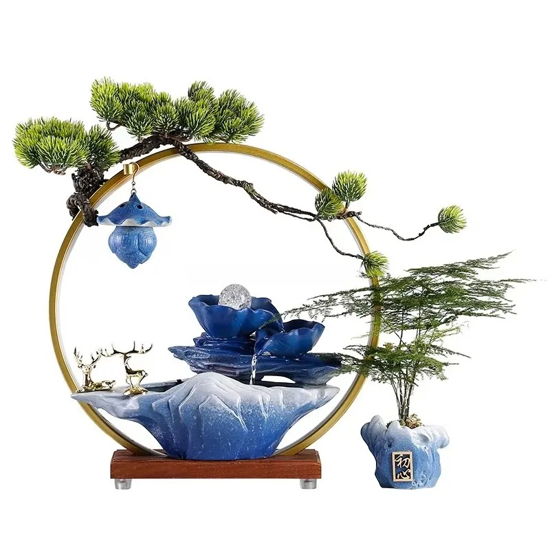 Recruiting Wealth Flowing Ornaments Home Living Room Office Desktop Decoration Circulating Water Fountain Humidifier
