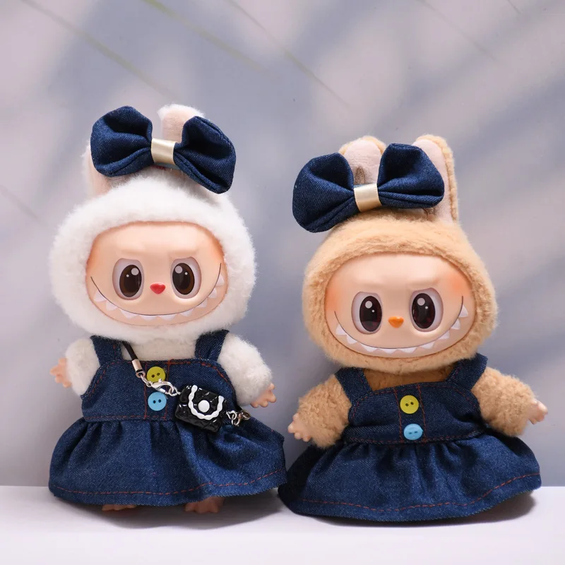 

Clothes For Labubu Dolls Labubu Accessories 1st 2nd 3rd Gen Denim Skirt With Bag Shoes Accessories