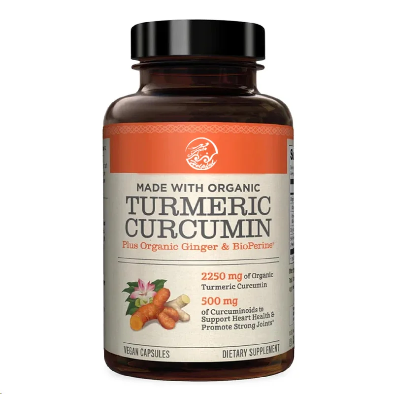 60 Capsules of Natural Curcumin and Black Pepper Supplements for Joint Support, Antioxidants, and Anti-aging Properties