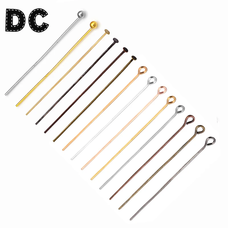 50-100PCS/lot 70mm Metal Flat Head Pins Eye/Ball Head Jewelry Pins For Jewelri Finding Making Diy Supplies Handmade Crafts