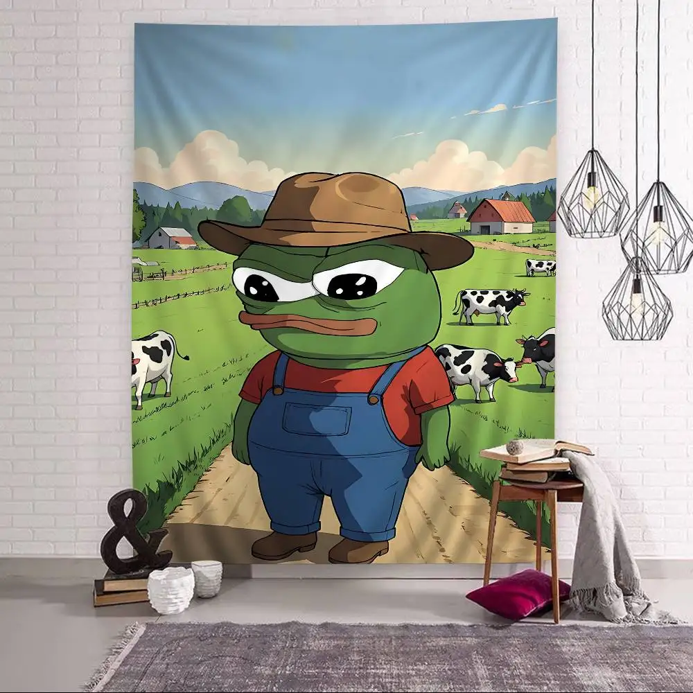 S-Sad F-Frog Meme Anime Tapestry Hippie Flower Wall Carpets Dorm Decor Wall Hanging Home Decor