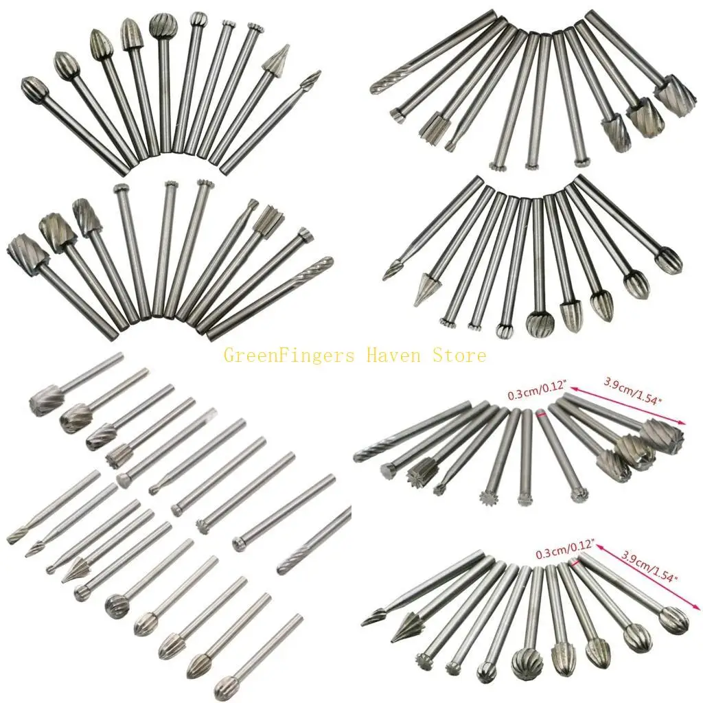 

F68D 20PCS 3mm Shank HighSpeed Steel Rotary Burr Set Deburring Polishing Tools Bit