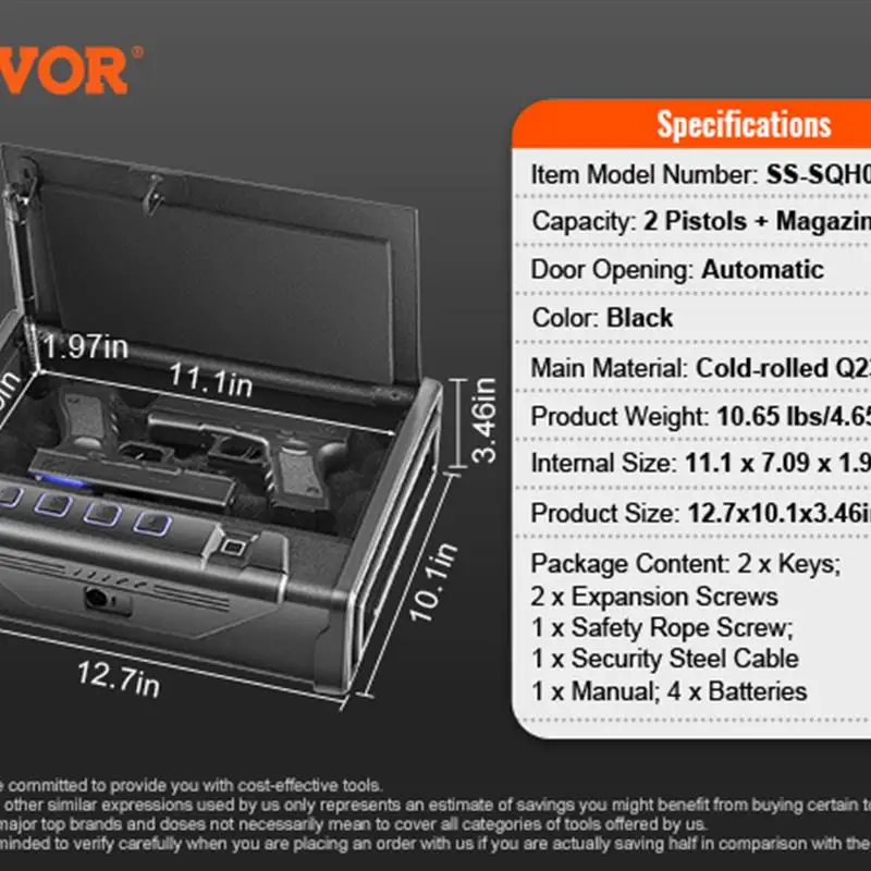 New! Gun Safe Q235 Steel Pistol Safe 3-Way Quick Access Firearm Case Gun Box Advanced Biometric Technology Travel Gun Safe