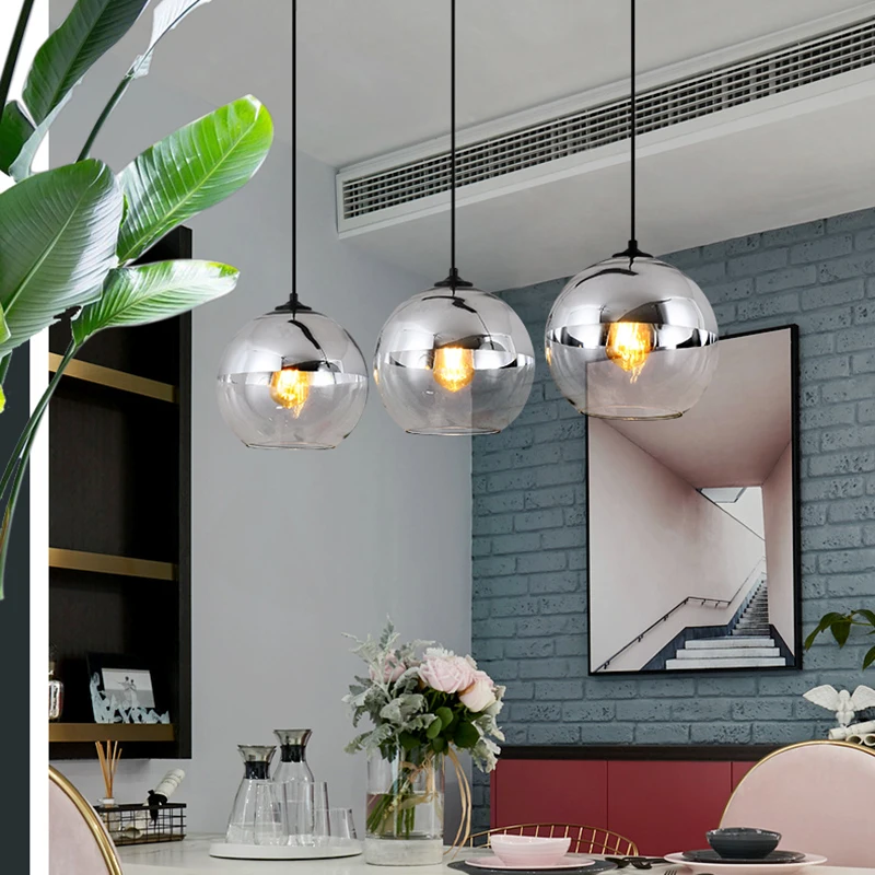 Dining room pendant lights bedroom bedside bar clothing store bubble ball single head glass pendant lights(No light source)
