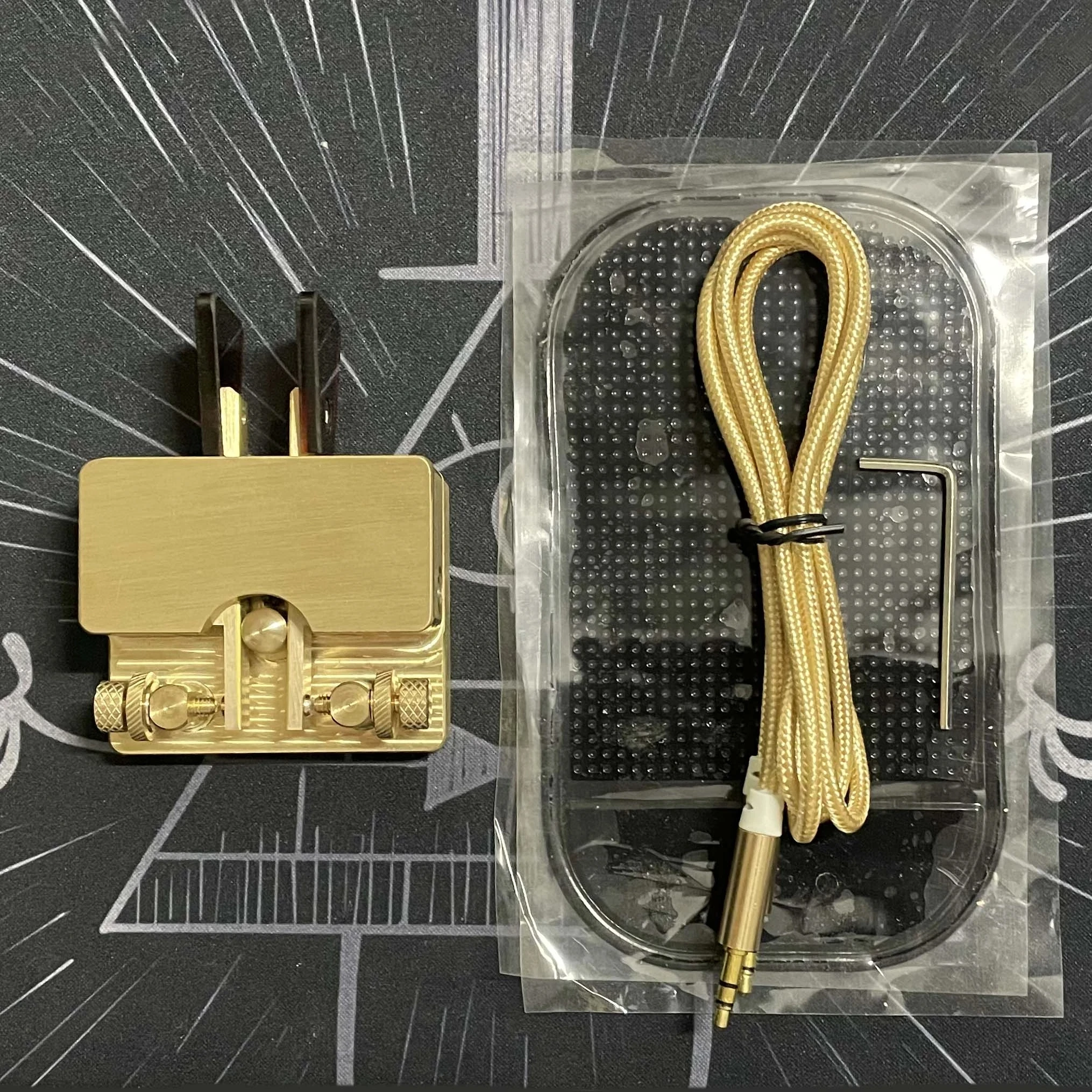 JCY-56 Brass Telegraph Key Automatic Key Dual-Paddle Magnetic CW Key Morse Key Ham Radio