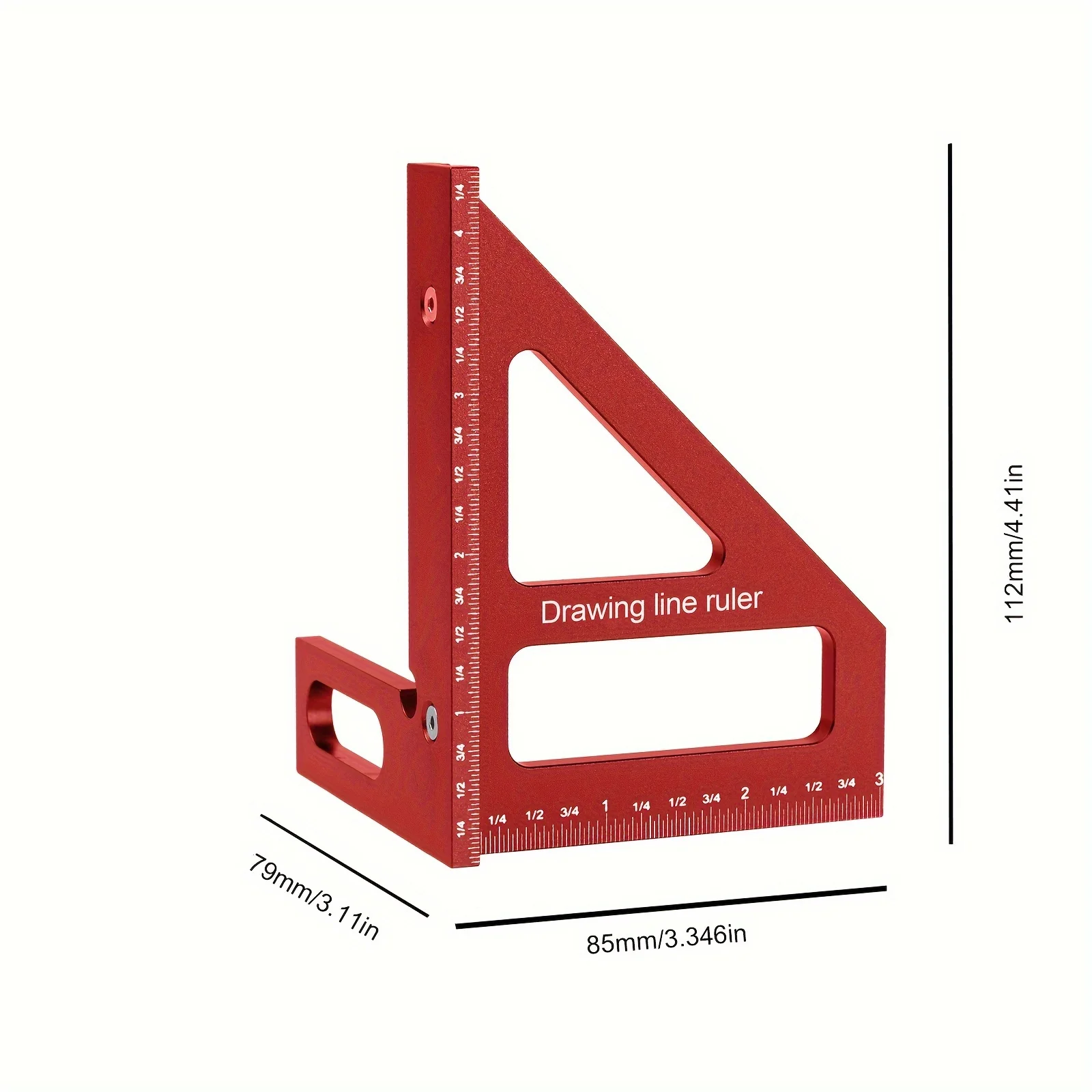 Règle triangulaire à onglets en alliage d'aluminium, rapporteur carré de travail de calcul, outils de mesure de disposition multi-angle 3D, 45 °, 90 °, 1 pièce