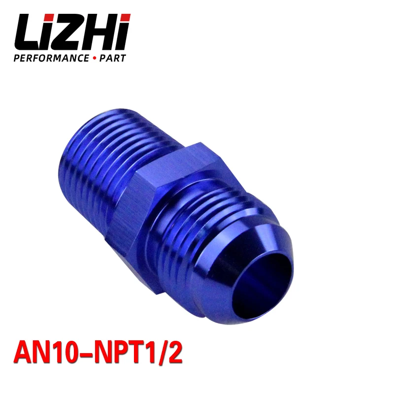 LIZHI RACING - (AN10-NPT1/2) AN10 to 1/2 NPT Straight Adapter Flare Fitting auto hose fitting Male LZ-SL816-10-08-011