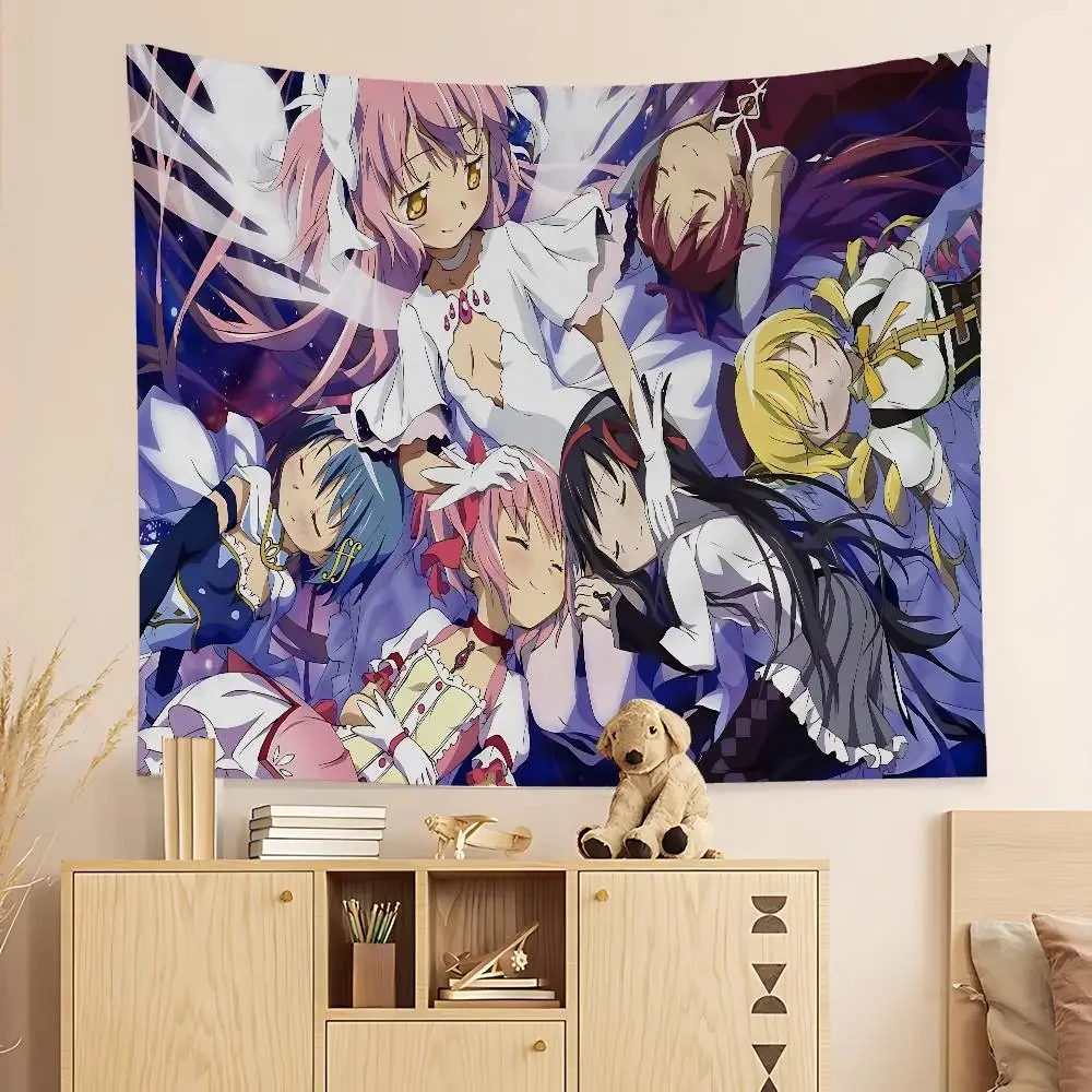 VIKAMA Madoka Magica Group Tapestry Wall Hanging, 6 Assorted Designs, Wall Art Decor for Bedroom Living Room