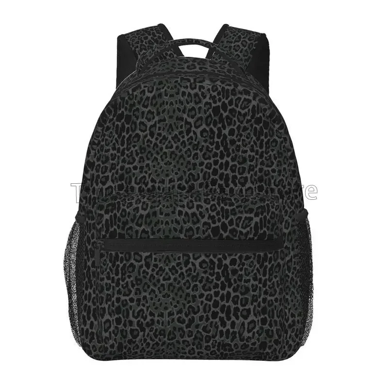 Schwarzer Reiserucksack mit Leopardenmuster, Schultasche, leichte Studenten-Büchertasche, Unisex-Laptop-Tagesrucksack für Reisen, Wandern, Camping