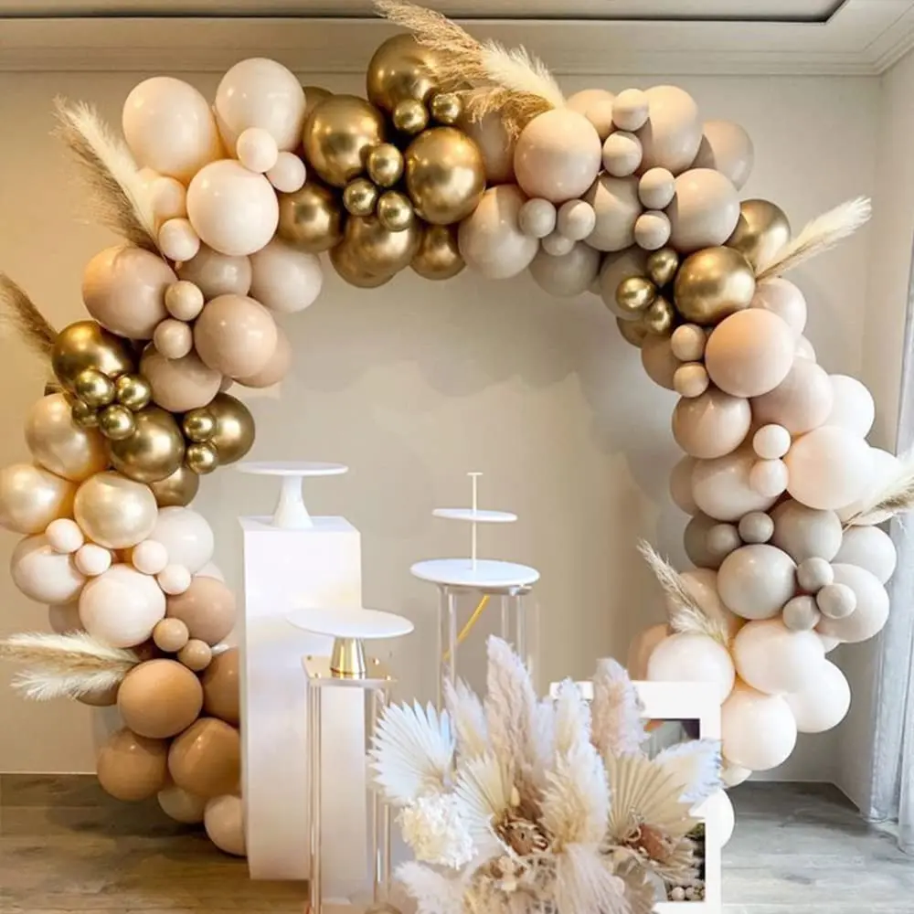 Matte Sand White Apricot Balloon Garland Arch Kit Boho Wedding Birthday Party Champagne Gold Latex Baby Shower Decoration Ballon