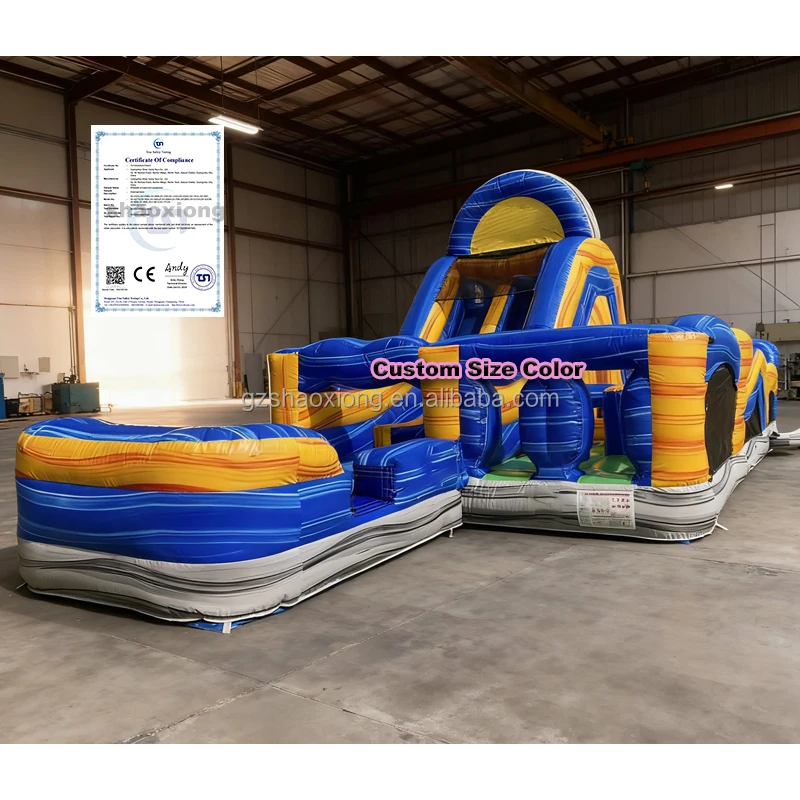 Commercial Outdoor Wet/Dry Slide Combo Inflatable Bouncy Castle Obstacle Course with Pool Inflatable Bounce House Water Slide