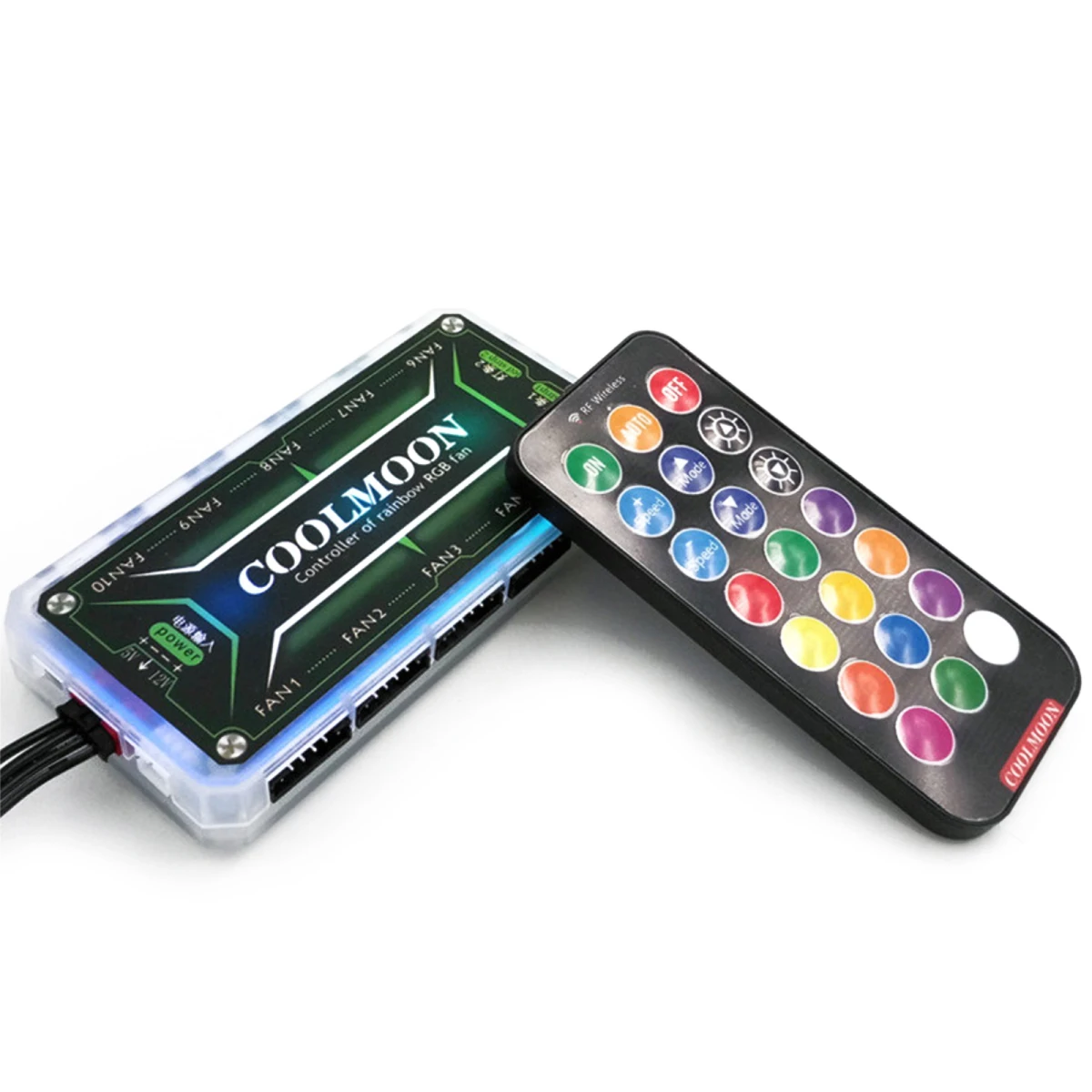 RGB Remote Controller DC12V 10A LED Color Intelligent Fan Controller With 10Pcs 6Pin Fan Port 2Pcs 4Pin Light Bar Ports 360 Mode