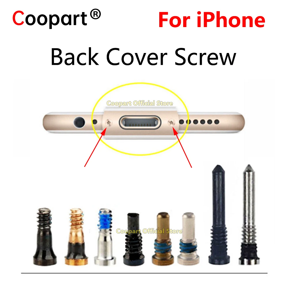 10Pcs Back Cover Screw For iPhone X XS 11 12 13 Pro Max 5S 6 6S 7 8 Plus Bottom Dock Connector Five Star Pentalobe Screws Parts