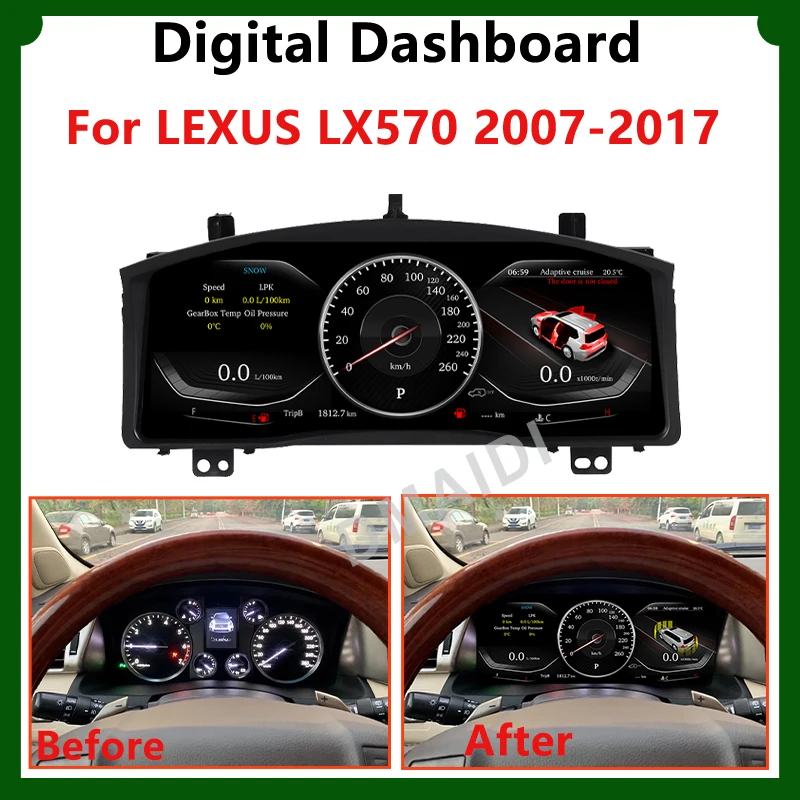 Car Adaptive Panel Linux System Cruiser For Lexus LX570 2007-2017 Digital Dashboard Cluster LCD Speedometer Virtual Cockpit