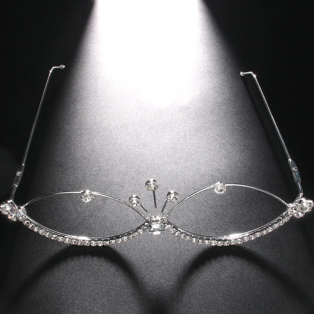Rave Geometric Rhinestone Eyeglasses Frames Face Decoration for Women 2024 Luxury Designer Crystal Face Jewelry Frames No Lenses