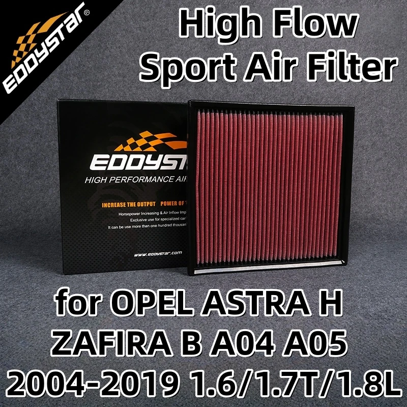 High Flow Sport Air Filter for OPEL ASTRA H ZAFIRA B A04 A05 2004-2019 1.6/1.7CDTI/1.8L Washable Racing Intake Filters