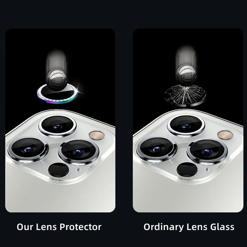 2-3 قطعة آيفون 15 16 برو ماكس 16Plus الماس حامي الكاميرا حلقة معدنية عدسة الزجاج المقسى على آيفون 16 16Pro 15Promax