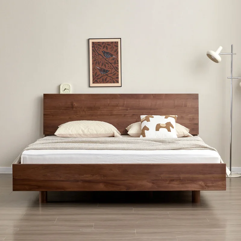 

Customizable Nordic Black Walnut Full Solid Wood Dwelling Bed