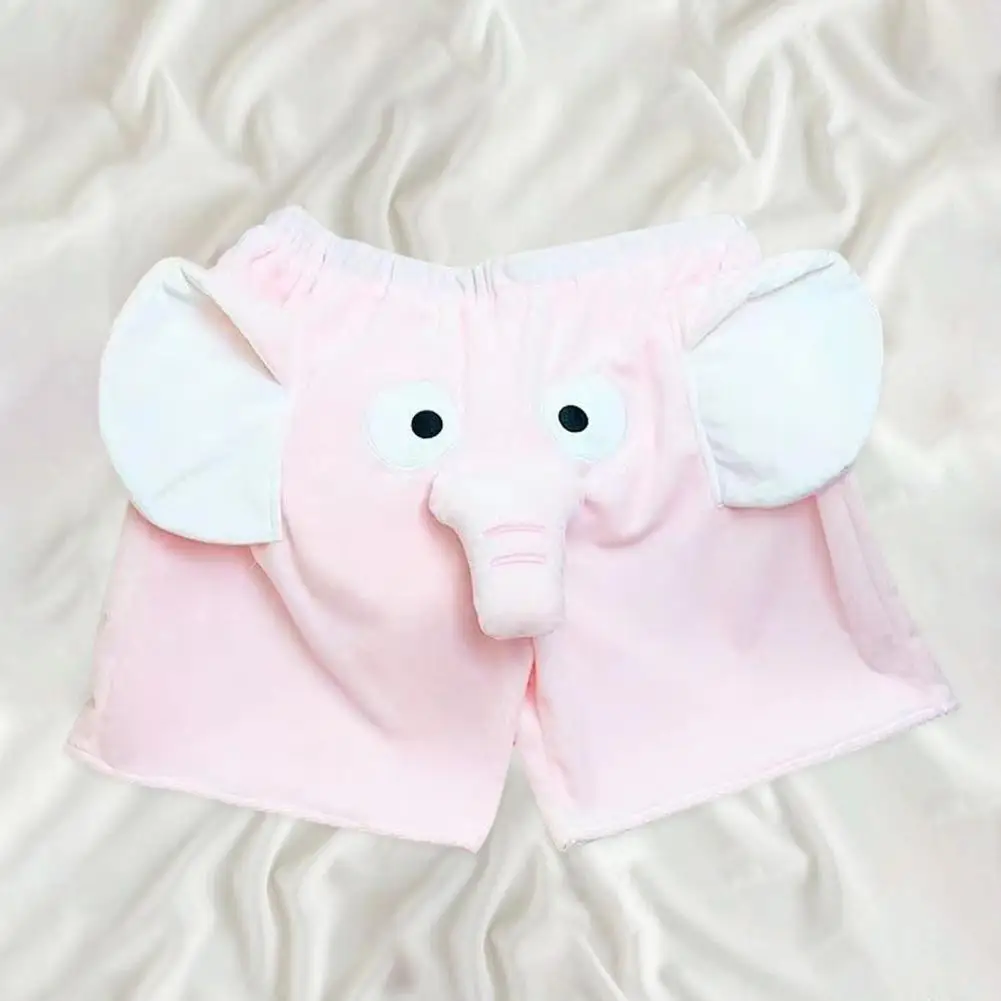 Lounge Pyjama Shorts 3D Ears Trunk Cartoon Lovely Elephant Loose Casual Plush Sleepwear Summer Men Women Shot Pants Homewear