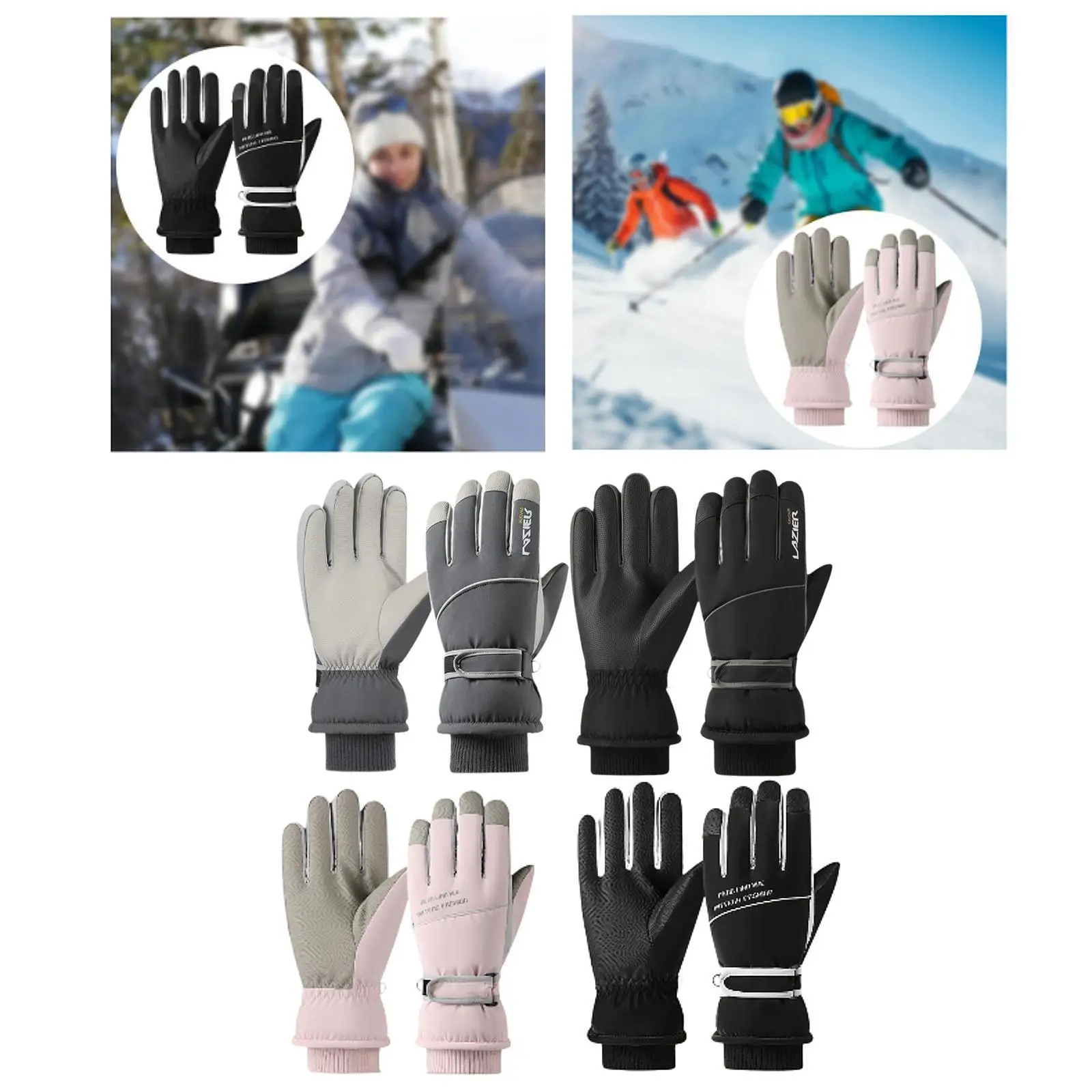 Winter Warm Gloves Touchscreen Comfortable Fleece Lined Breathable Full Finger Cycling Gloves for Mountain Bike Snow Sports