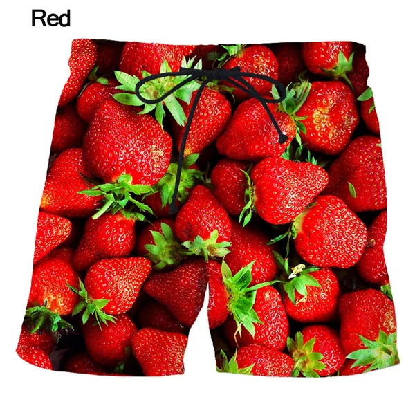 Beach Shorts Mens Funny 3D Short Pants Fruits Print Beach Shorts Rock Streetwear Shorts