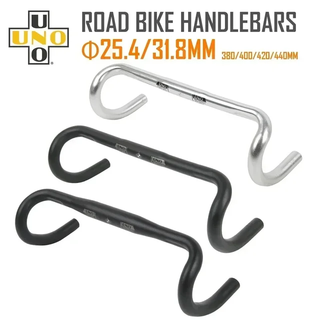 UNO kierownica do roweru szosowego wyścigowego ze stopu aluminium wygięta kierownica rowerowa 25.4/31.8mm 360/380/400/420/440MM akcesoria rowerowe