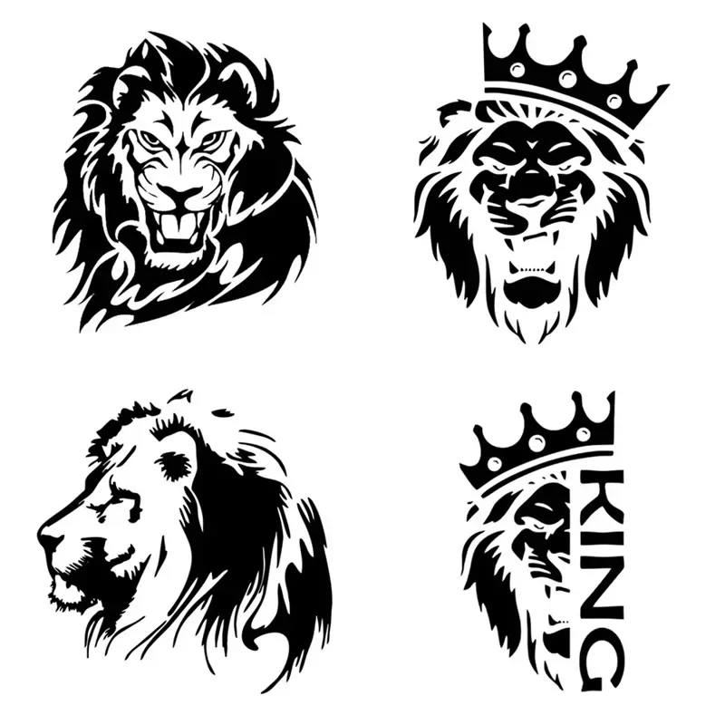 Exquisite Car Interior Sticker Lion with A Crown King Die cut Vinyl Sticker Car Bumper Laptop Waterproof Car Decoration