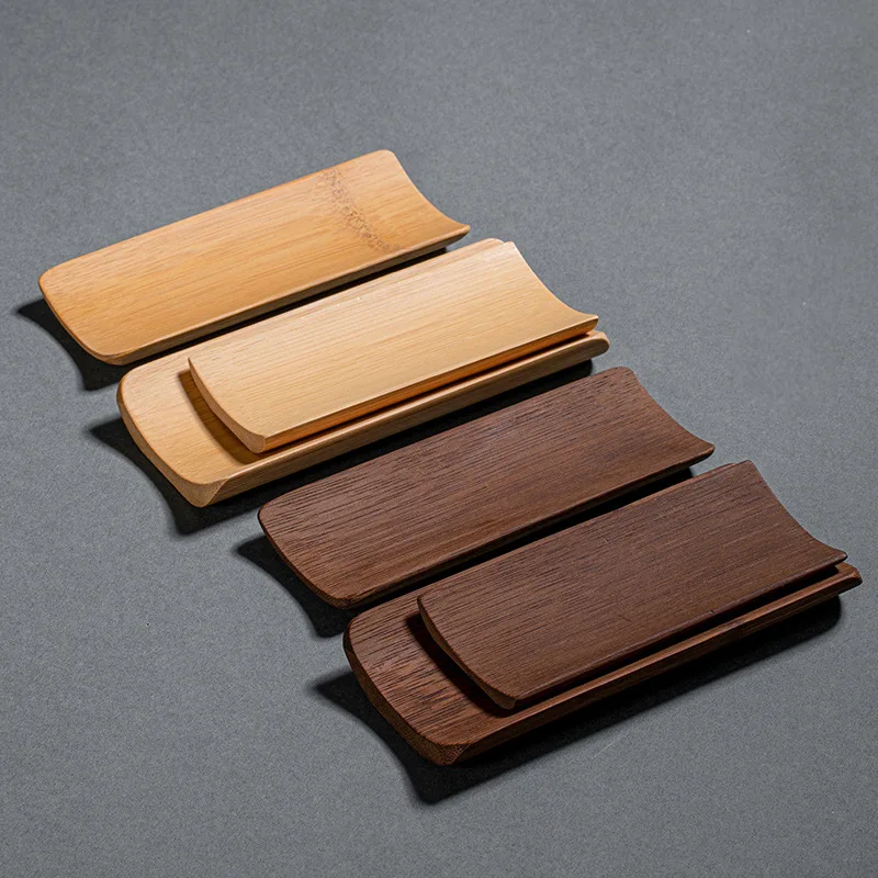 Bamboo handcrafted thickened tea tray black exquisite minimalist rectangular with rounded corners towel holder