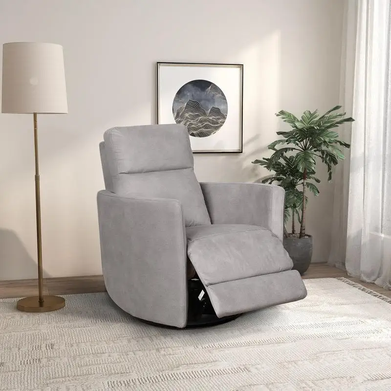 

Swivel Glider Recliner Chair in Suede - Latte Color, Comfortable & Stylish Seating Option for Living Room or Nursery