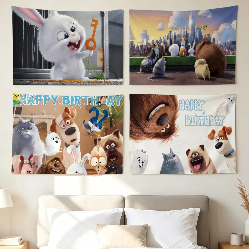 Cute Movies THE S-SECRET L-LIFE OF P-PETS Flag Wall Decorations Home Decor Suitable For Living Room Bedrooms Dormitories Parties