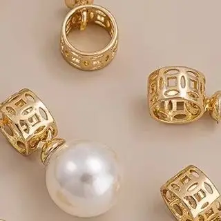 

14K Gold-plated Copper Coin Circular Pendant Sheep's Eye Bead Hole DIY Hand-glued Crystal Jade Pearl Holder for Jewelry Making