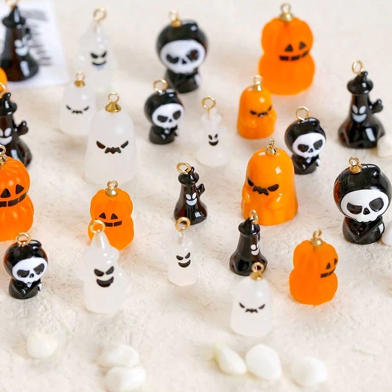Halloween Series Ghost & Pumpkin Charms, DIY Beading Supplies for Bracelet, Necklace & Earring Making Jewelry Findings