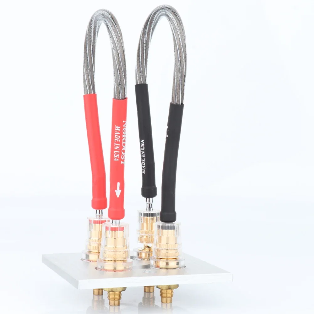 

Preffair 4Pcs ODIN Silver Plated Jumper Audio Cable with Banana to Banana Plugs Fever Speaker Bridge Cable