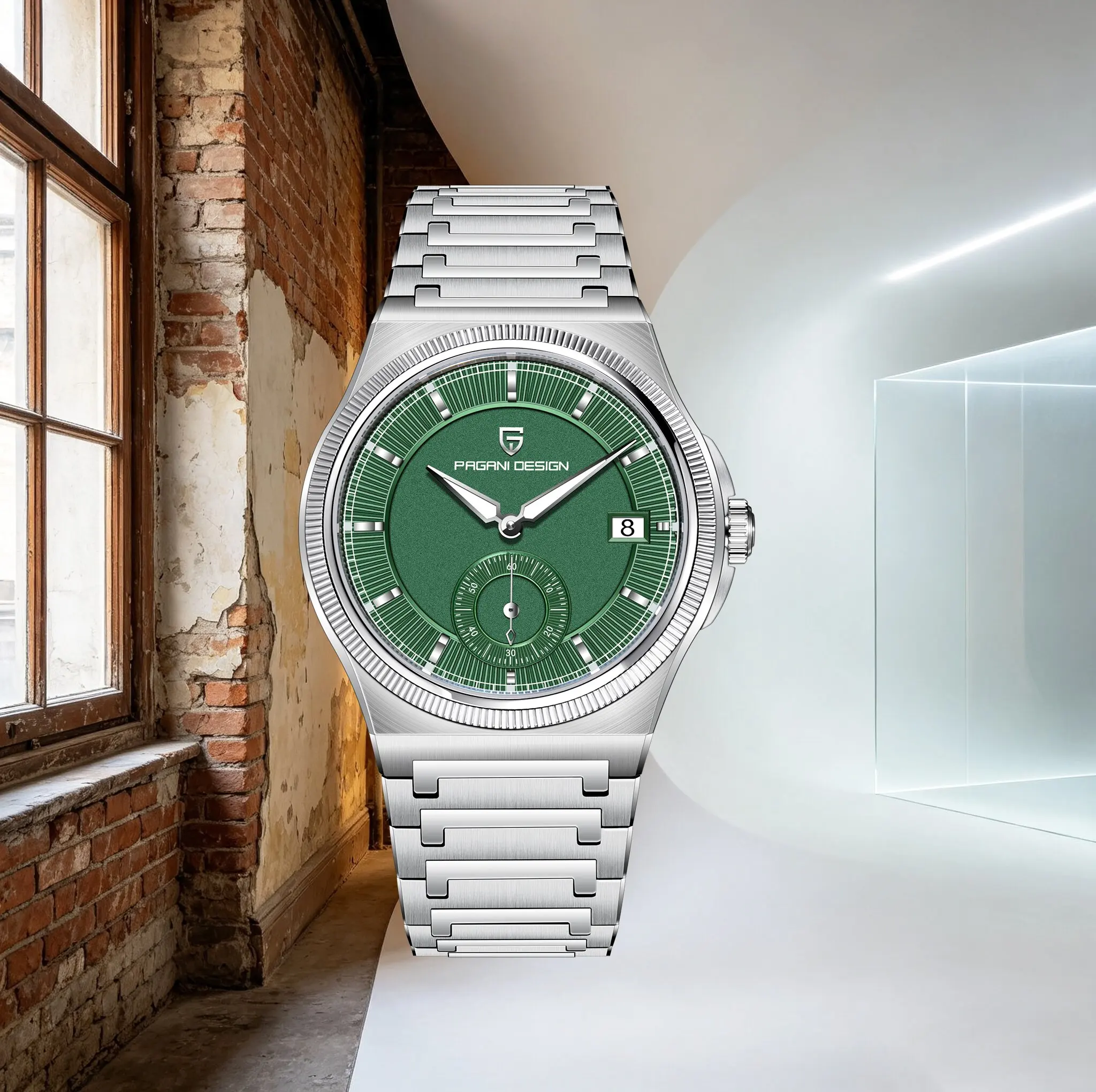 PAGAN DESIGN Luxury Elegant Men Mechanical Watch Sapphire Stainless Luminous Calendar Watch For All-Match Capable Stylish Watch
