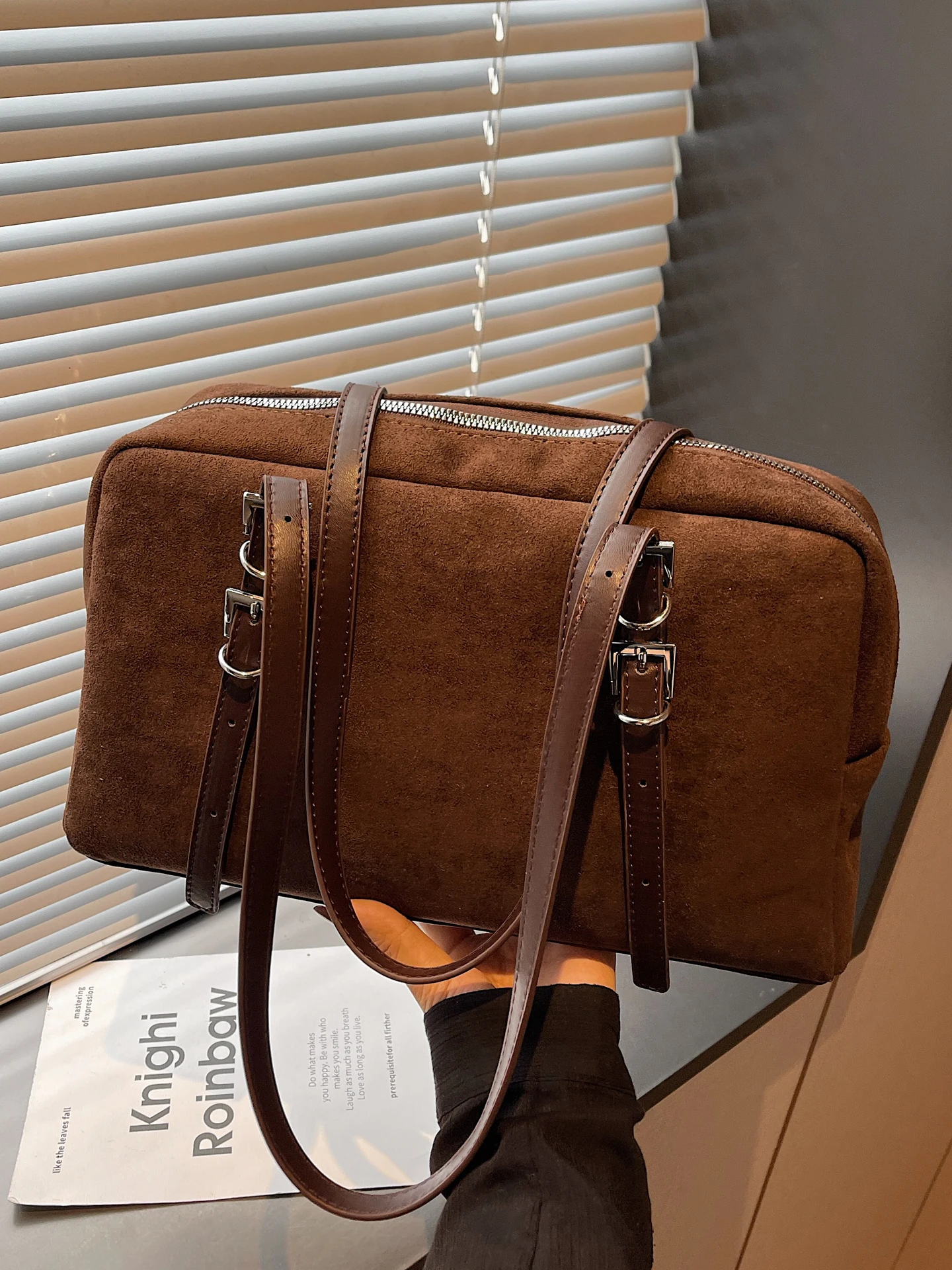 

Large Capaci Suede Tote Bag Commuter oulder Crossbody Bowling Boston Bag Autumn Winter New Sle High End Feelings