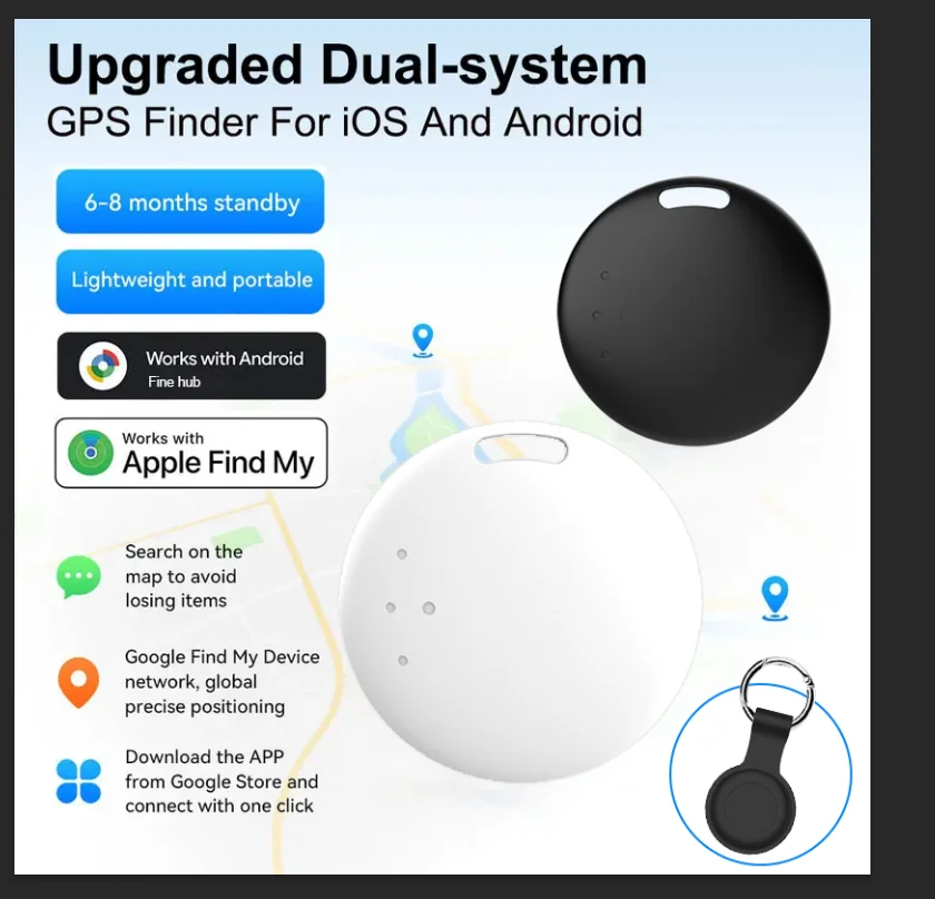 Mini gps Dual System Tracker For Apple Find My/Android Google Find Hub App Item Finder bag/Key Locator Smart Bluetooth Tracker