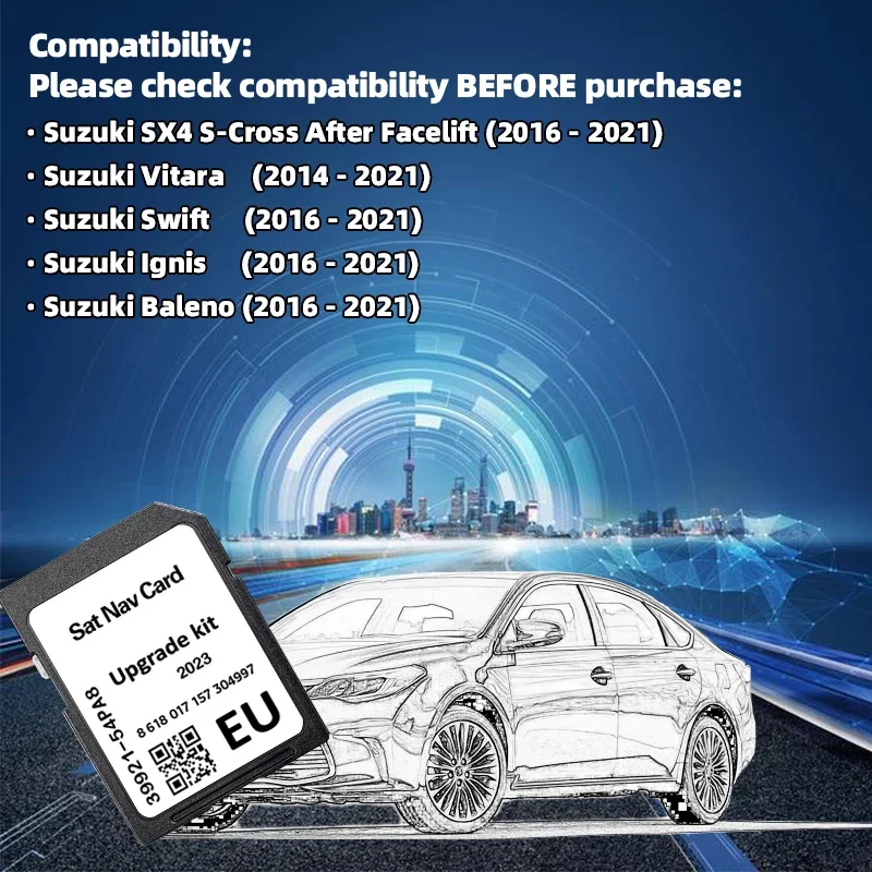 جديد 2023 لخريطة الملاحة سوزوكي فيتارا بطاقة SD بطاقة خريطة GPS 16 جيجابايت مناسبة مع SX4 S-Cross After Facelift (2016 - 2021)